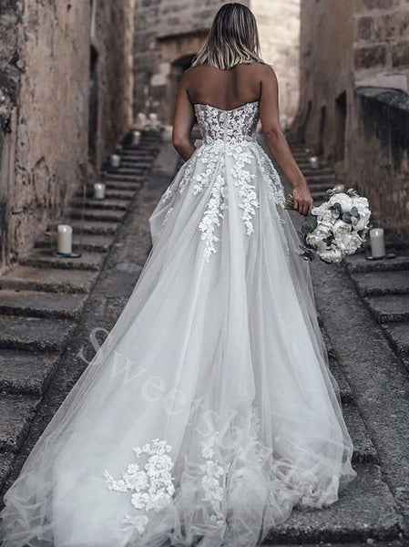 Elegant Sweetheart A-line Lace applique Wedding Dresses,DB0332