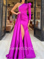 Elegant One-shoulder Side slit Mermaid Prom Dresses  , SW1364