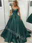 Elegant Spaghetti straps V-neck A-line Prom Dresses,SW1872