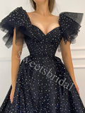 Elegant V-neck Cap sleeves A-line Prom Dresses,SWW1737