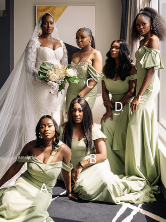 Mismatched Off-shoulder Sweetheart Mermaid Elegant Simple Pretty Long Bridesmaid Dresses,SWE1319