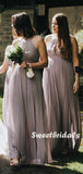 Simple Halter Sleeveless Chiffon Floor-length Long Bridesmaid Dresses,SWE1194