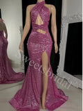 Sexy Halter Side slit Mermaid Prom Dresses,SW1755