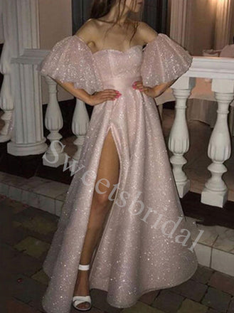 Elegant Sweetheart Side slit A-line Prom Dresses,SWW1764