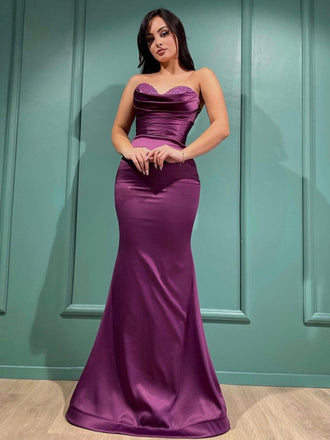 Sexy Straight Mermaid Soft Satin Long Prom Dresses.SW1252