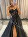 Elegant Sweetheart Spaghetti straps Side slit A-line Prom Dresses,SWW1752