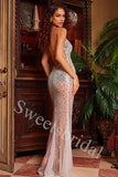 Sexy V-neck Sleeveless Mermaid Long Prom Dress,SW1947