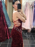 Sexy Spaghetti straps Side slit Mermaid Prom Dresses,SW1739