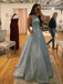 Sexy A-line Scoop Neck Sleeveless Long Prom Dresses.SW1200