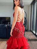 Sexy Halter Square Sleeveless Mermaid Prom Dresses,SWW1762