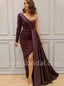 Elegant One shoulder Side slit A-line Prom Dresses, SW1518