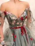 Elegant V-neck Long sleeves A-line Prom Dresses,SW1844
