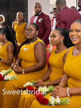 Scoop Mermaid Floor-length Elegant Simple Long Bridesmaid Dresses,SWE1346