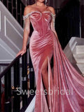 Elegant Sweetheart  Side slit Off-shoulder Mermaid Prom Dresses, SW1366