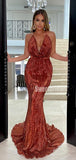 Sexy Spaghetti Strap Mermaid Sequin Long Prom Dresses.SW1234