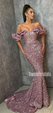 Sexy Off-shoulder Mermaid Seuin Long Prom Dresses.SW1284