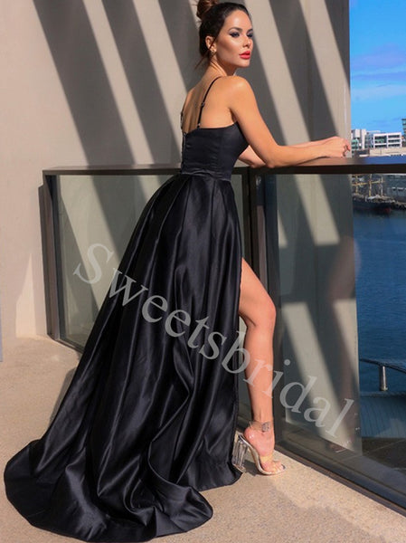 Elegant V-neck Side slit A-line Prom Dresses,SW1760
