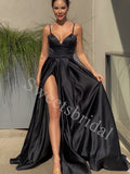 Elegant V-neck Side slit A-line Prom Dresses,SW1760