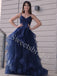 Elegant Spaghetti straps Side slit A-line Prom Dresses,SWW1759