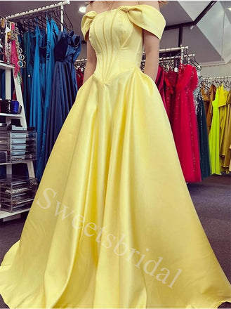 Elegant Off-shoulder Sleeveless A-line Prom Dresses,SW1855