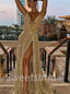 Sexy Jewel Side slit A-line Prom Dresses, SW1547