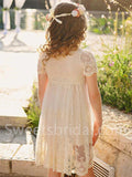 Beautiful Short sleeves Tulle A Line Flower Girl Dresses, FGS0037