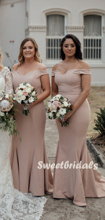 Mermaid Off-shoulder Simple Long Bridesmaid Dresses Online,SWE1198