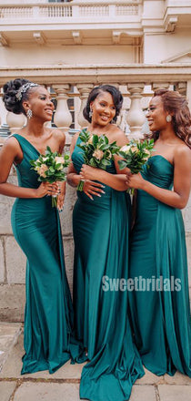 Charming One-shoulder Mermaid Floor-lengh Long Bridesmaid Dresses,SWE1241