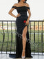 Elegant Off shoulder Side slit Sheath Prom Dresses,SW1765