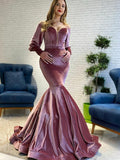 Sexy Off-shoulder Mermaid Velvet Long Prom Dresses.SWM1239