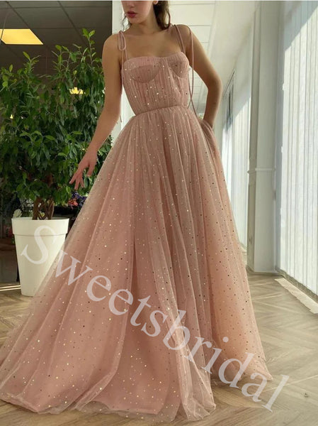 Elegant Strapless Sleeveless A-line Long Prom Dress,SW1964