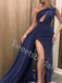 Sexy One shoulder Sleeveless Side slit Mermaid Prom Dresses,SW1741