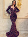 Newest Sweetheart Mermaid Long Sleeve Sequin Long Prom Dresses.SW1238