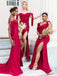 Charming Off-shoudler Mermaid Side Slit Simple Bridesmaid Dresses,SWE1243