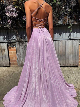 Sexy V-neck Sleeveless A-line Prom Dresses,SW1846