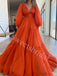 Elegant V-neck Long sleeves A-line Prom Dresses,SWW1761