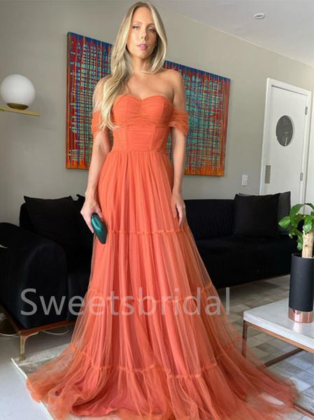 Elegant Sweetheart Off-shoulder Sleeveless A-line Prom Dresses , SW1316