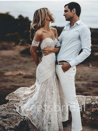 Sexy Sweetheart Off shoulder Mermaid Lace applique Wedding Dresses,DB0326