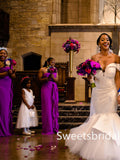 One-shoulder A-line Floor-length Elegant Simple Long Bridesmaid Dresses,SWE1347