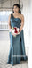 Sexy One-shoudler Mermaid Simple Long Bridesmaid Dresses,SWE1244