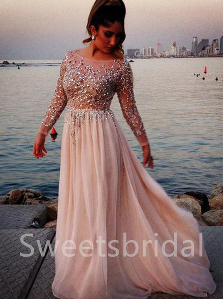 Elegant Long sleeves A-line Prom Dresses,SW1551