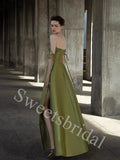 Elegant Strapless Sleeveless A-line Long Prom Dress,SW1943
