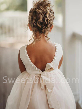 Beautiful Sleeveless Tulle A Line Flower Girl Dresses, FGS0038