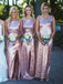 Beautiful Sequin Mermaid Side Slit Long Bridesmaid Dresses Online, SW1222