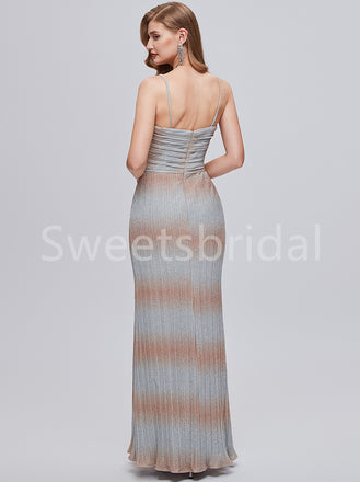 Sexy V-neck Spaghetti straps Side slit Mermaid Prom Dresses, SW1489