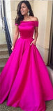New Arrival Off Shoulder Sabrina Neck Long A-line Simple Ball Gown High School Formal Prom Dress,PD0188