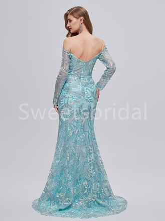 Elegant V-neck Off shoulder Mermaid Prom Dresses, SW1494