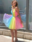 Simple V-neck Tulle Mini Short Homecoming Dresses, BTW298