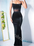 Elegant Square Spaghetti straps Sleeveless Mermaid Prom Dresses,SW1830
