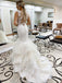 Elegant V-neck Sleeveless Mermaid lace applique Wedding Dresses,DB0278